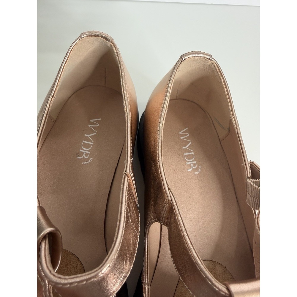 NEW WYDR Studios T-Strap Lug Mary Jane Metallic Rose Leather Shoes Size 9 - Picture 8 of 13